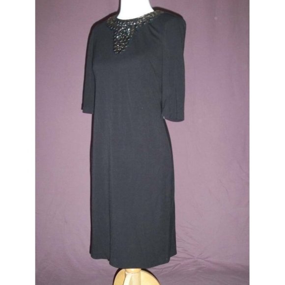 Suzi Chin Dresses & Skirts - Suzi Chin Black Stretch Knit Silver Studded Dress